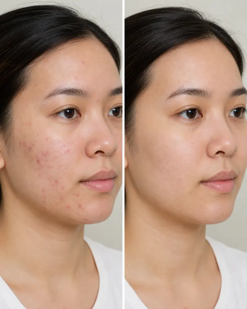 Hasil nyata before after Acne & Scar Care Lumina Beauty Clinic