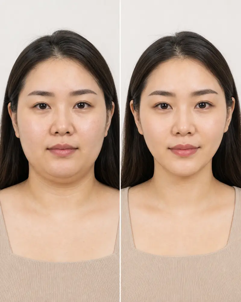 Hasil nyata before after Face Contouring Lumina Beauty Clinic
